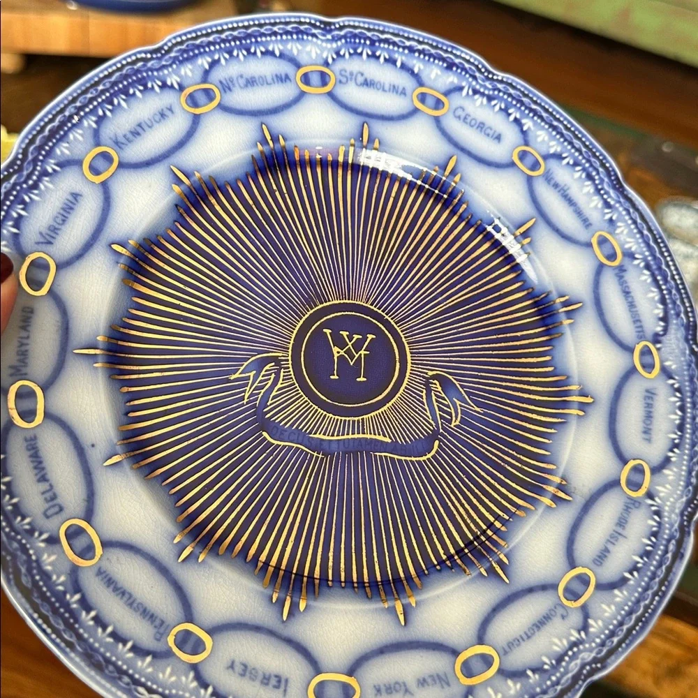 Antique Geo Washington Patriotic Trfrware Plate Made in England Alden R Vaughan